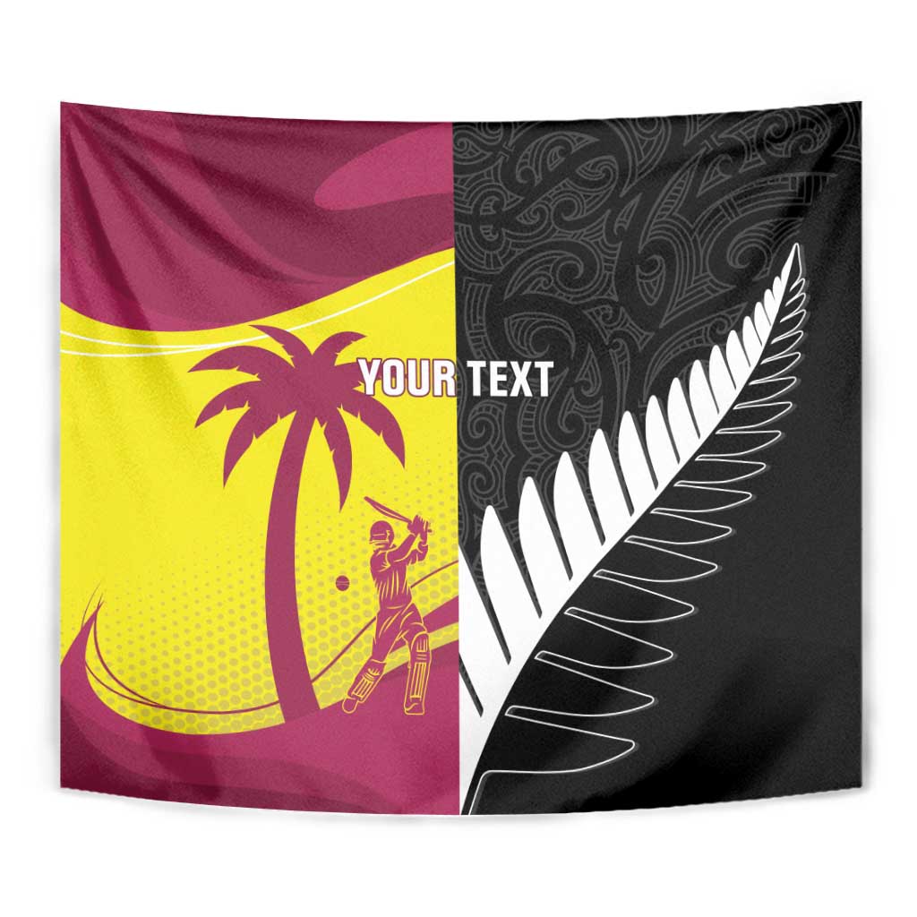 New Zealand and West Indies Cricket Custom Tapestry Black Cap Windies Together - Aussie Hoodie