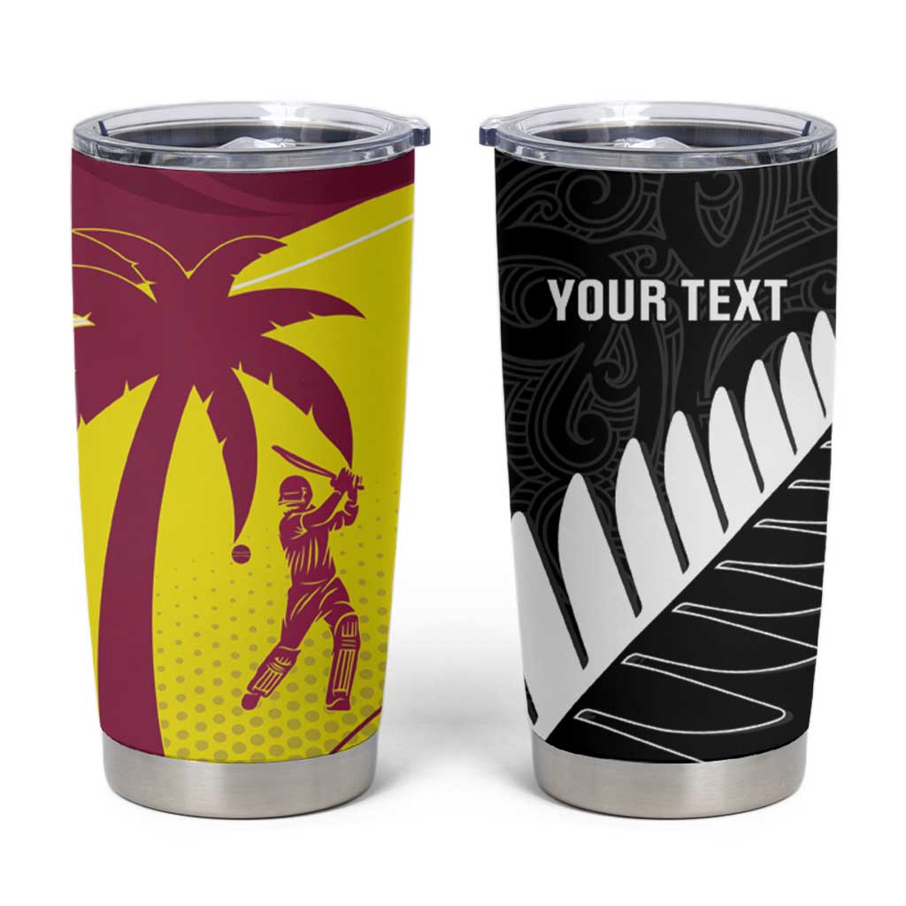New Zealand and West Indies Cricket Custom Tumbler Cup Black Cap Windies Together - Aussie Hoodie