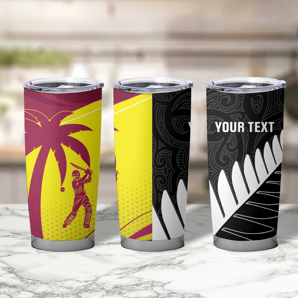 New Zealand and West Indies Cricket Custom Tumbler Cup Black Cap Windies Together - Aussie Hoodie