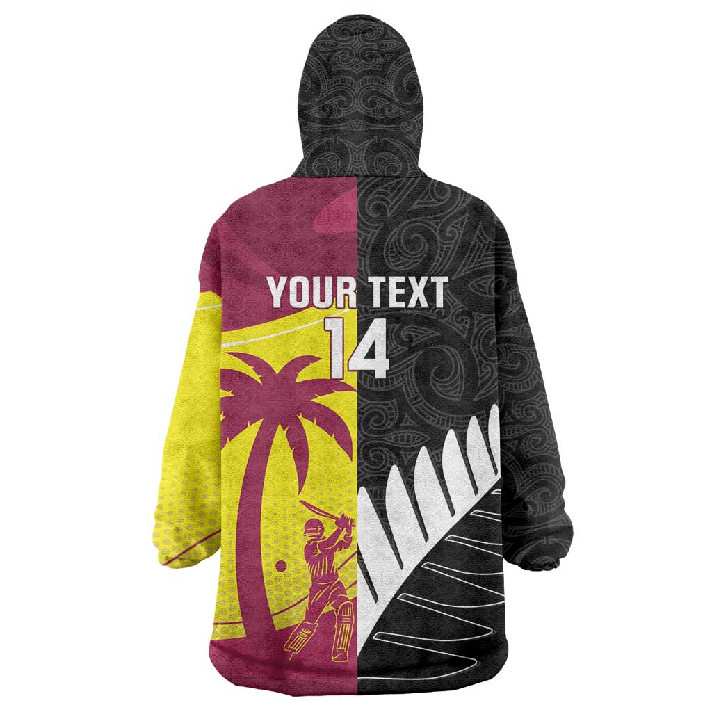 New Zealand and West Indies Cricket Custom Wearable Blanket Hoodie Black Cap Windies Together - Aussie Hoodie
