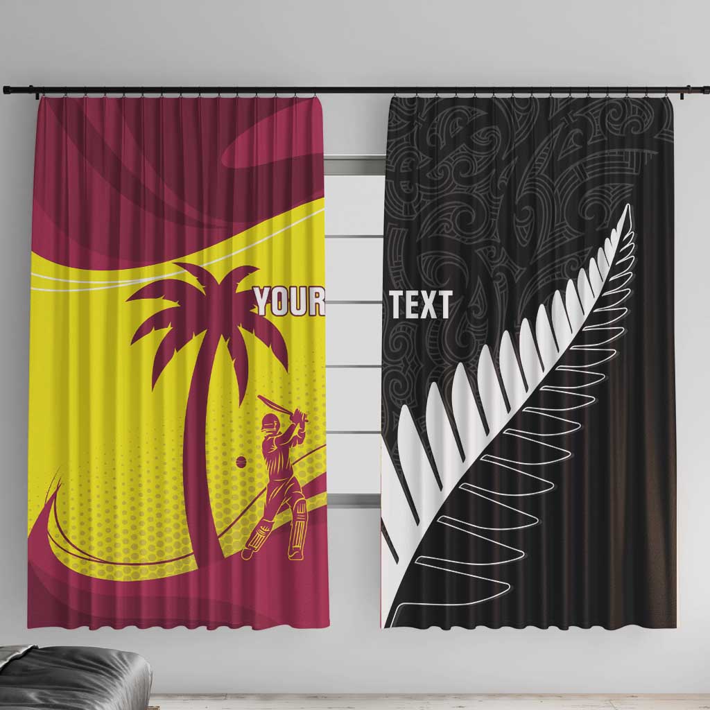 New Zealand and West Indies Cricket Custom Window Curtain Black Cap Windies Together - Aussie Hoodie