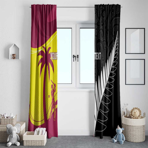 New Zealand and West Indies Cricket Custom Window Curtain Black Cap Windies Together - Aussie Hoodie