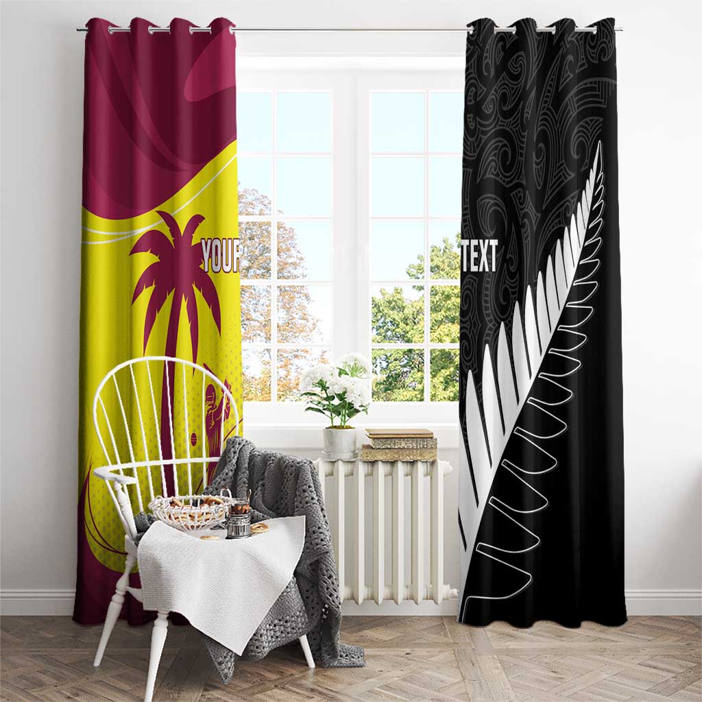 New Zealand and West Indies Cricket Custom Window Curtain Black Cap Windies Together - Aussie Hoodie