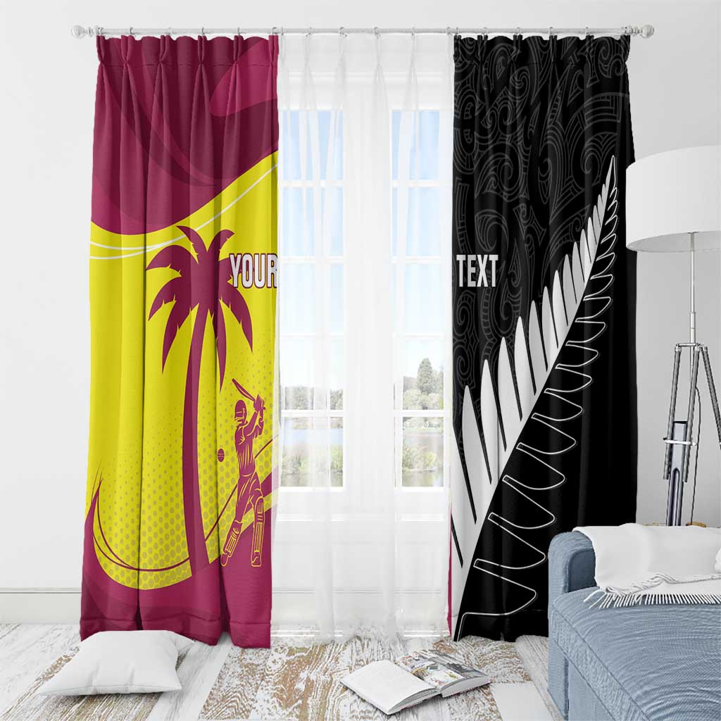 New Zealand and West Indies Cricket Custom Window Curtain Black Cap Windies Together - Aussie Hoodie