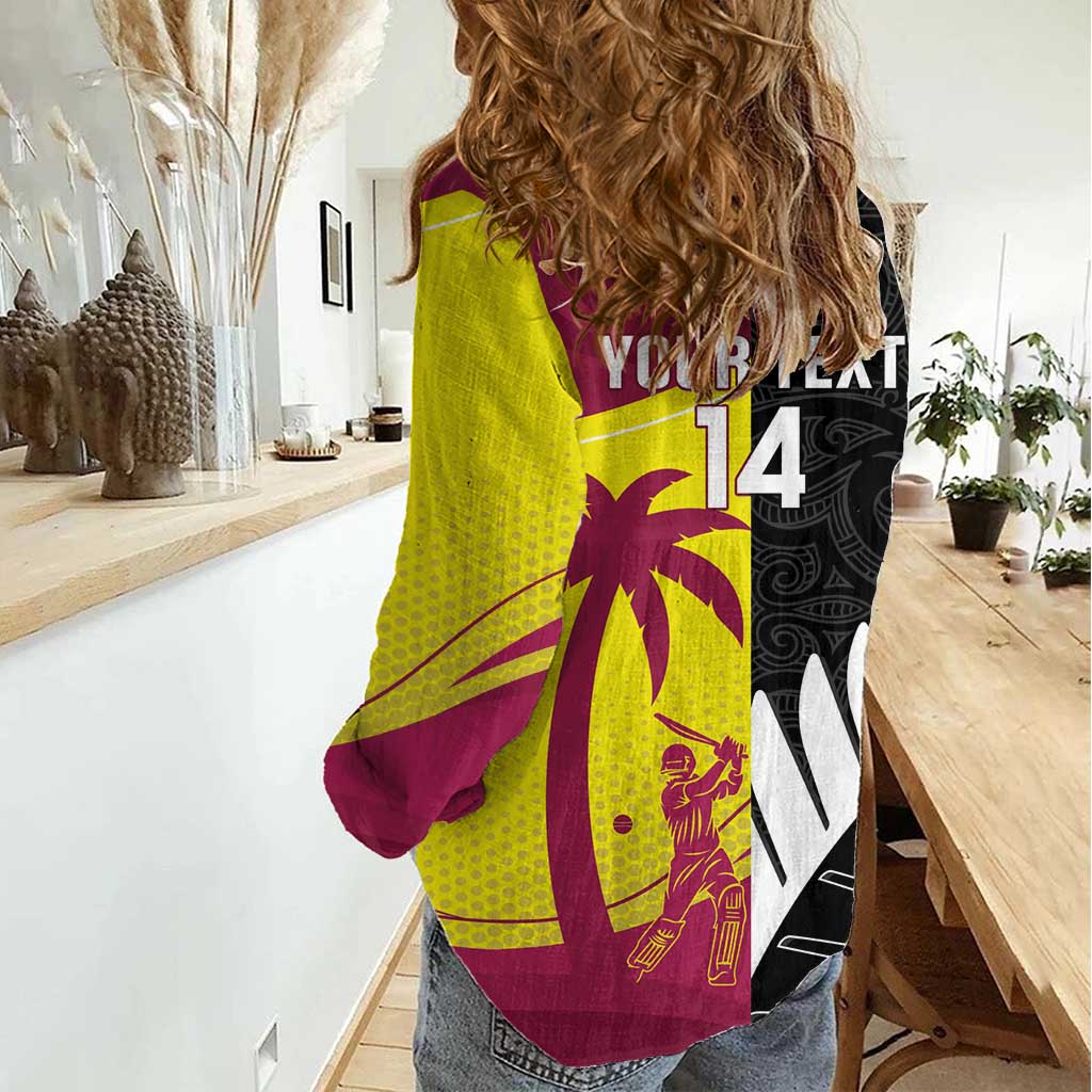 New Zealand and West Indies Cricket Custom Women Casual Shirt Black Cap Windies Together - Aussie Hoodie