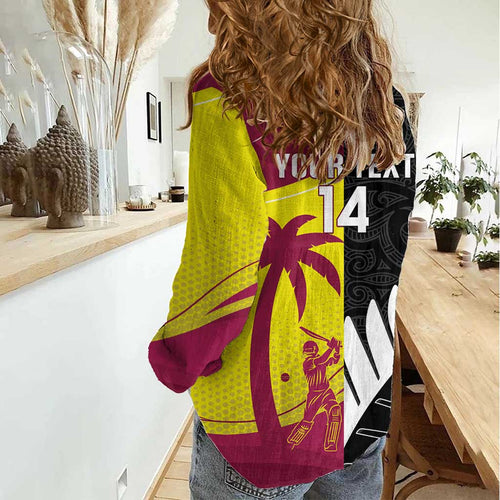 New Zealand and West Indies Cricket Custom Women Casual Shirt Black Cap Windies Together - Aussie Hoodie