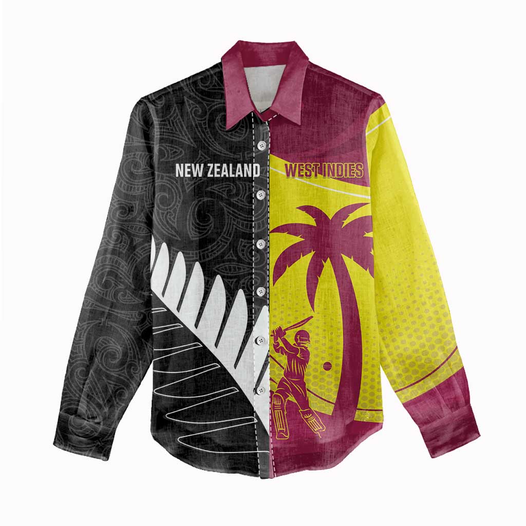 New Zealand and West Indies Cricket Custom Women Casual Shirt Black Cap Windies Together - Aussie Hoodie