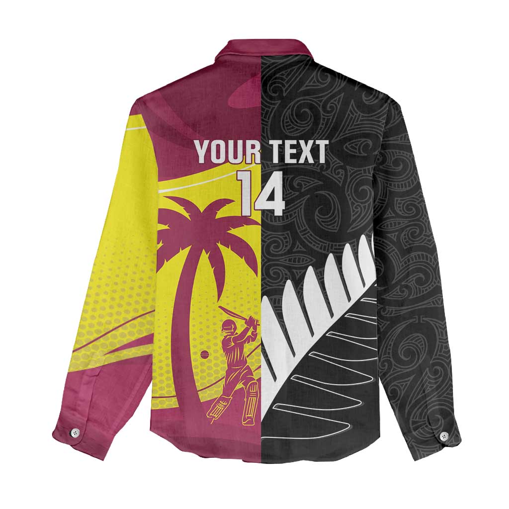 New Zealand and West Indies Cricket Custom Women Casual Shirt Black Cap Windies Together - Aussie Hoodie