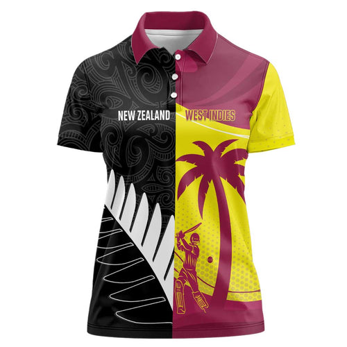 New Zealand and West Indies Cricket Custom Women Polo Shirt Black Cap Windies Together - Aussie Hoodie