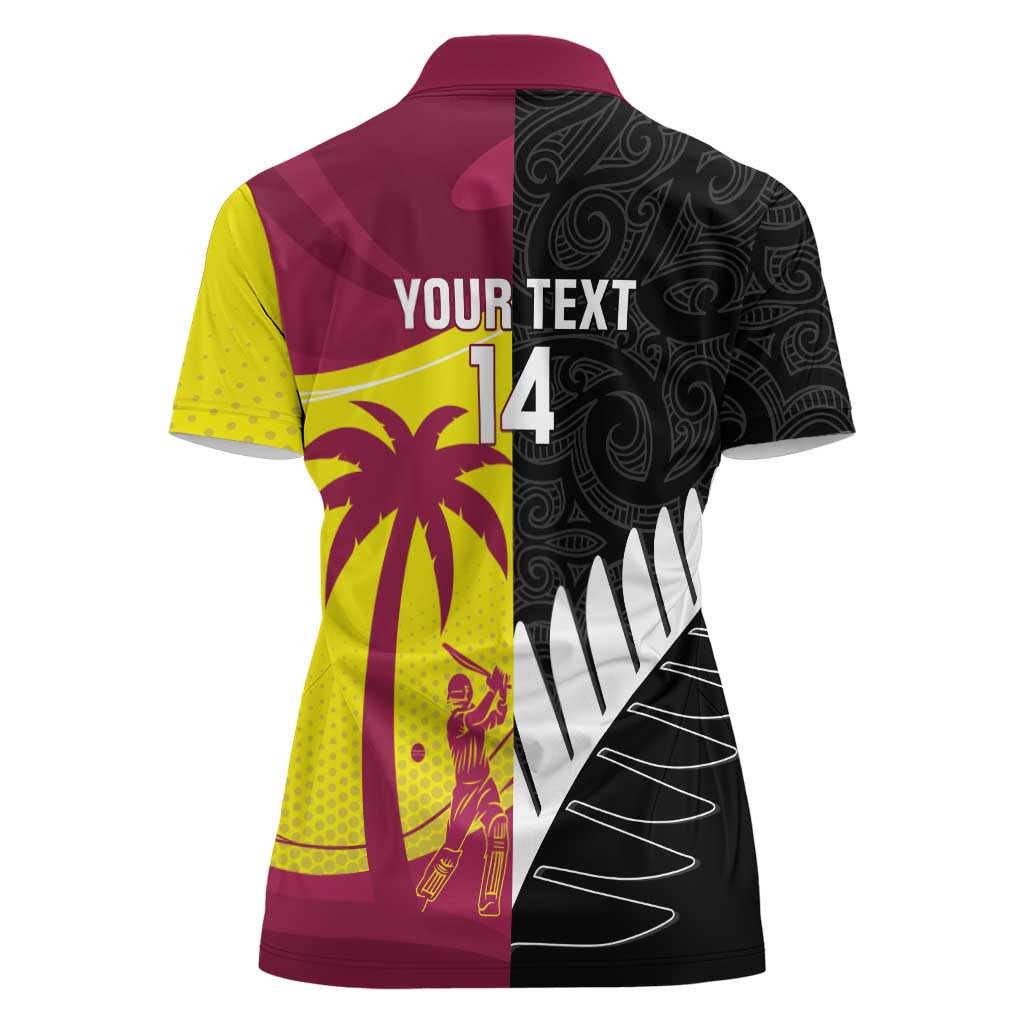 New Zealand and West Indies Cricket Custom Women Polo Shirt Black Cap Windies Together - Aussie Hoodie