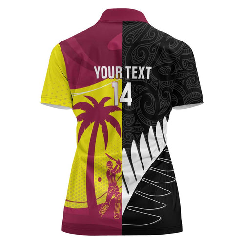 New Zealand and West Indies Cricket Custom Women Polo Shirt Black Cap Windies Together - Aussie Hoodie