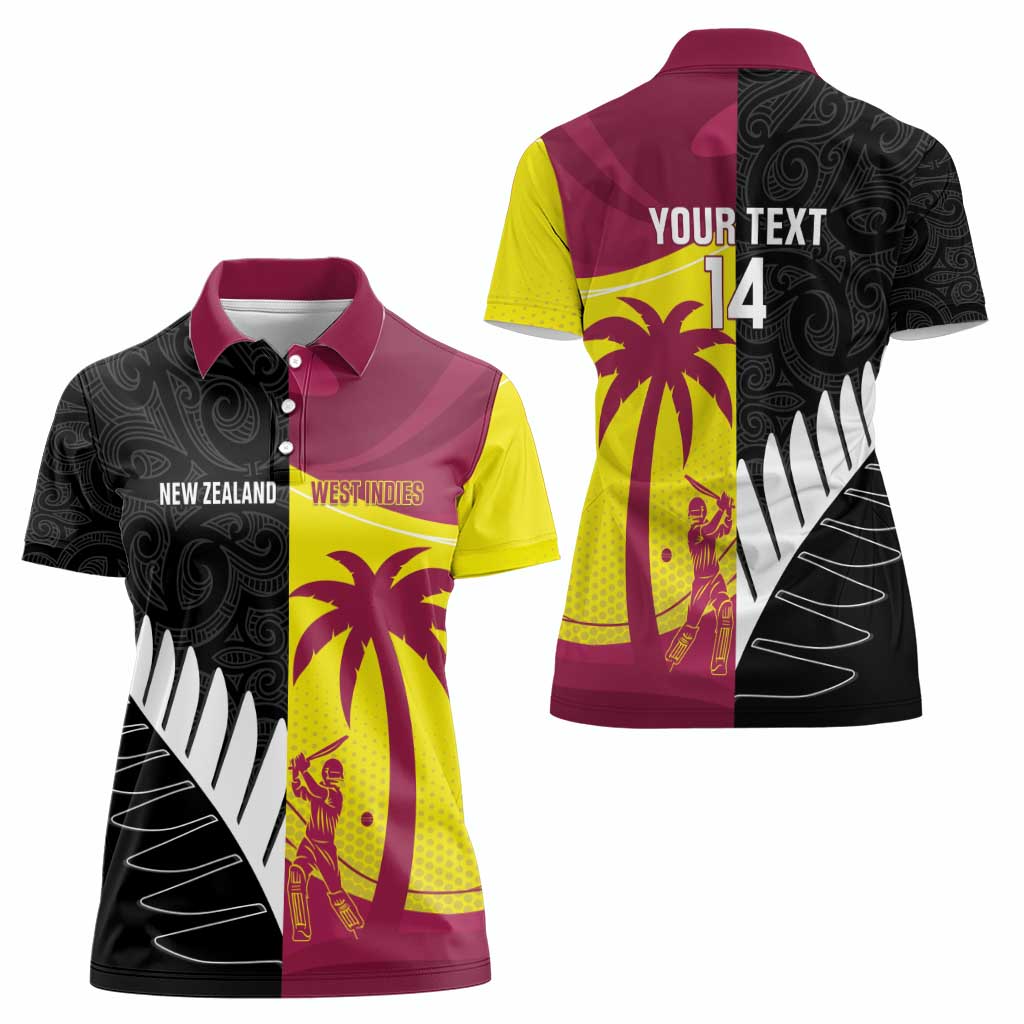 New Zealand and West Indies Cricket Custom Women Polo Shirt Black Cap Windies Together - Aussie Hoodie