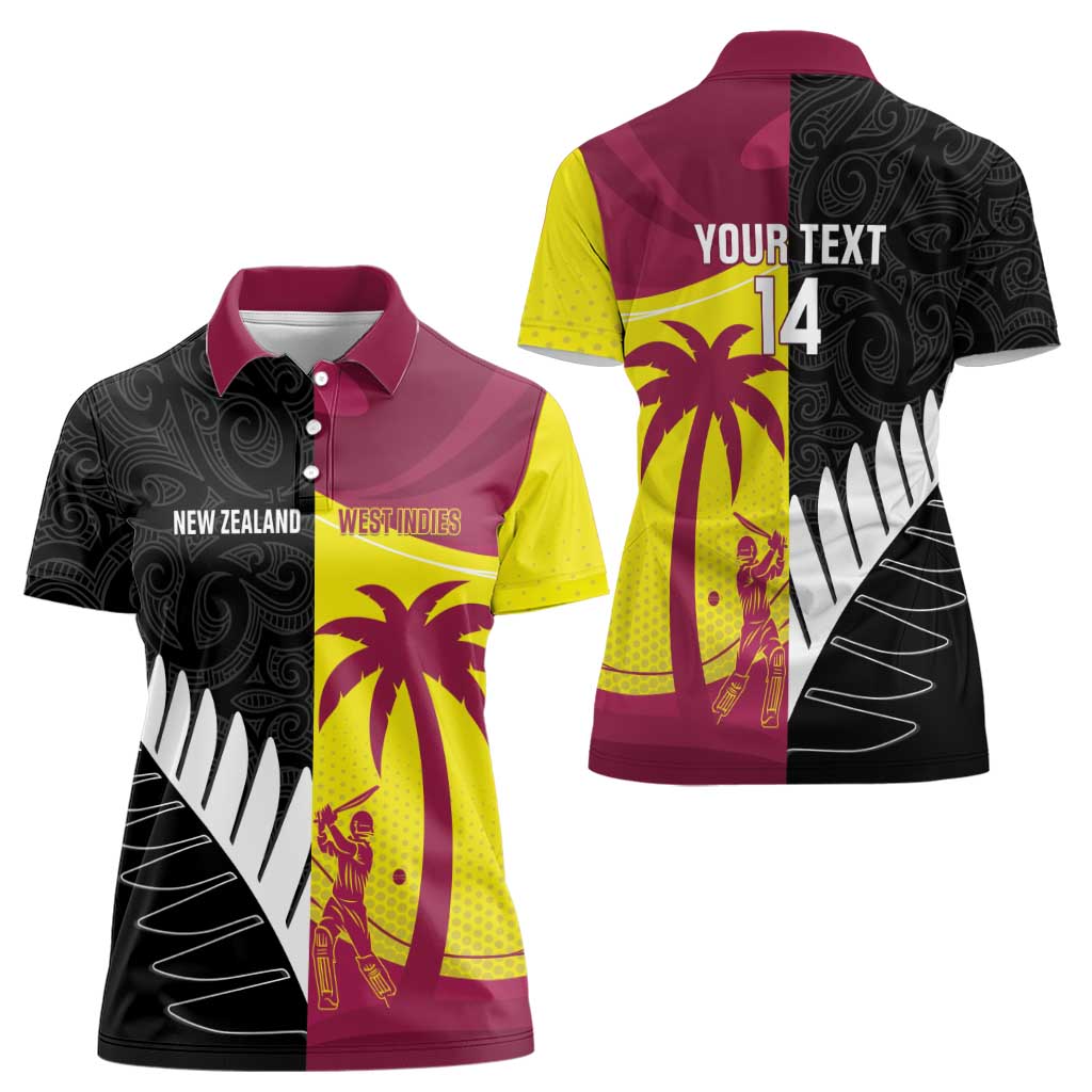 New Zealand and West Indies Cricket Custom Women Polo Shirt Black Cap Windies Together - Aussie Hoodie