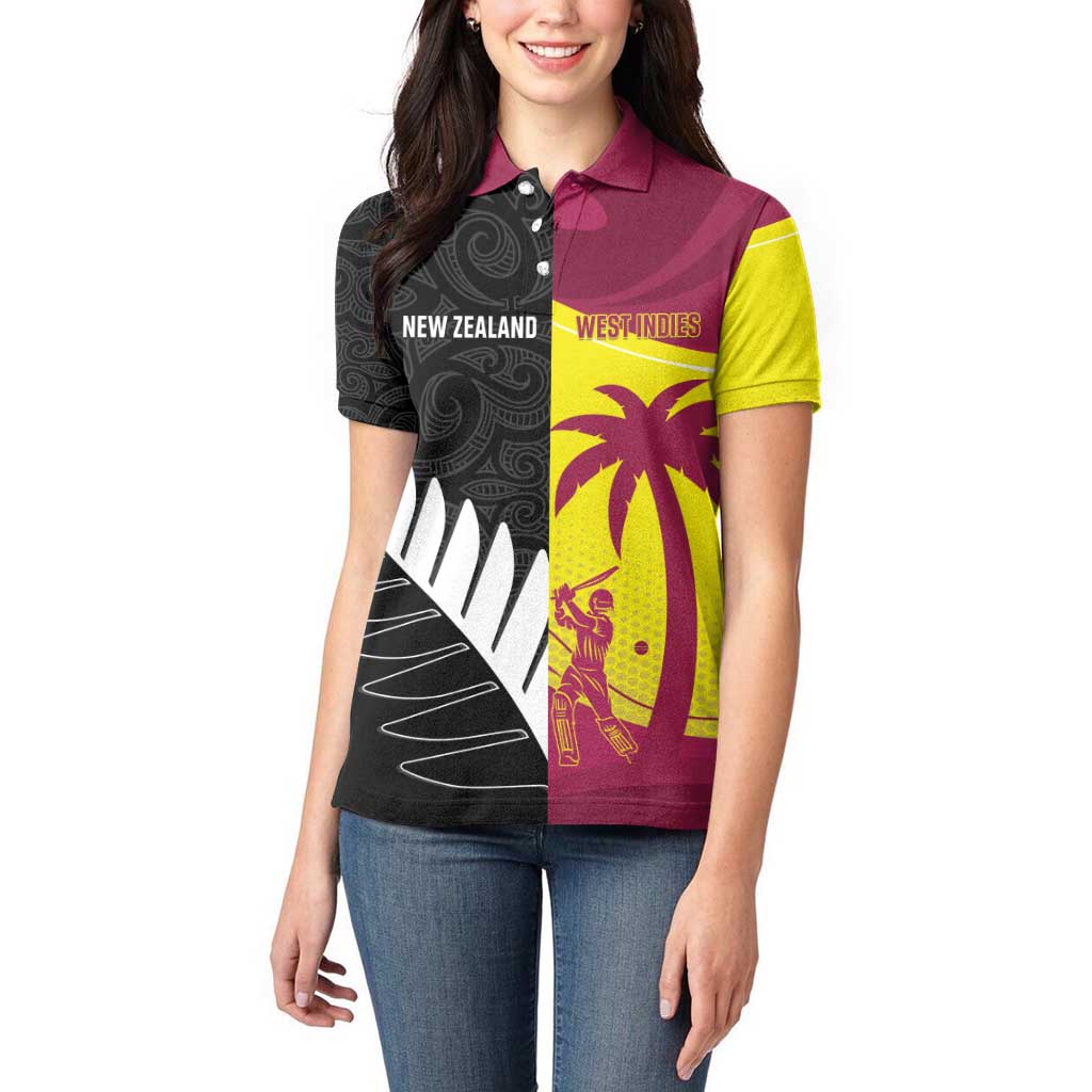 New Zealand and West Indies Cricket Custom Women Polo Shirt Black Cap Windies Together - Aussie Hoodie