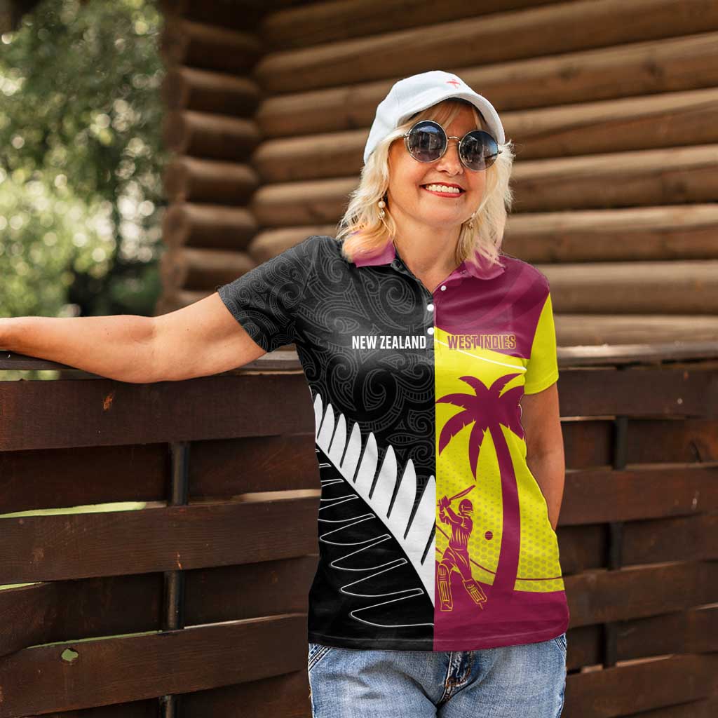 New Zealand and West Indies Cricket Custom Women Polo Shirt Black Cap Windies Together - Aussie Hoodie