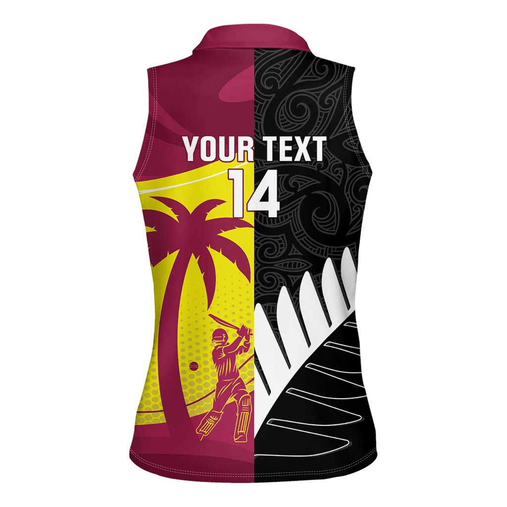 New Zealand and West Indies Cricket Custom Women Sleeveless Polo Shirt Black Cap Windies Together - Aussie Hoodie