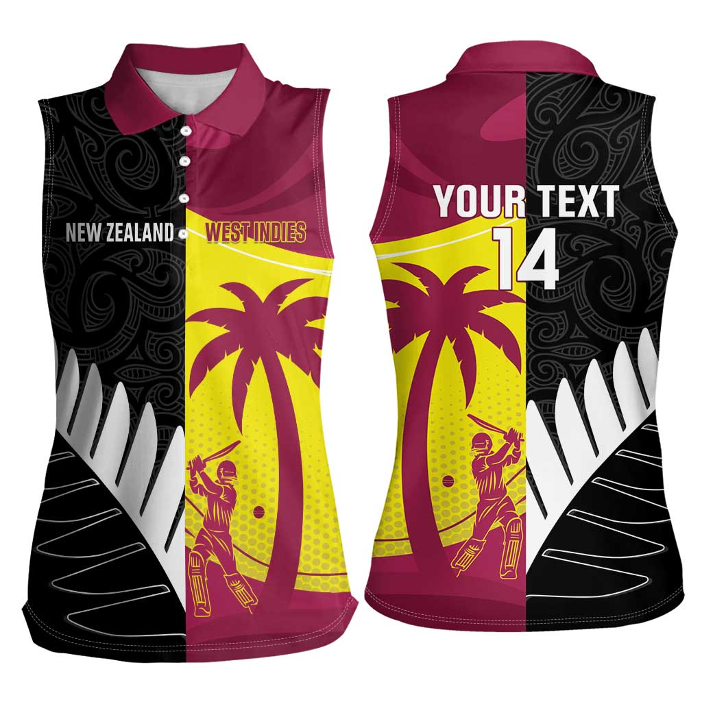 New Zealand and West Indies Cricket Custom Women Sleeveless Polo Shirt Black Cap Windies Together - Aussie Hoodie