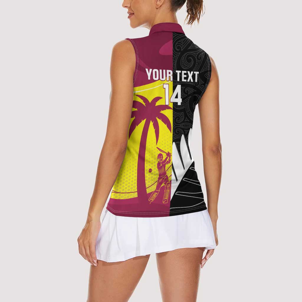 New Zealand and West Indies Cricket Custom Women Sleeveless Polo Shirt Black Cap Windies Together - Aussie Hoodie