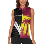 New Zealand and West Indies Cricket Custom Women Sleeveless Polo Shirt Black Cap Windies Together - Aussie Hoodie