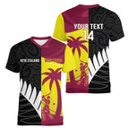 New Zealand and West Indies Cricket Custom Women V-Neck T-Shirt Black Cap Windies Together - Aussie Hoodie