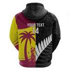 New Zealand and West Indies Cricket Custom Zip Hoodie Black Cap Windies Together - Aussie Hoodie