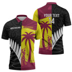New Zealand and West Indies Cricket Custom Zipper Polo Shirt Black Cap Windies Together - Aussie Hoodie