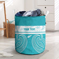 New Zealand Silver Fern Cricket Custom Laundry Basket Black Cap Teal Maori Pattern - Aussie Hoodie