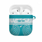 New Zealand Silver Fern Cricket Custom AirPods Case Black Cap Teal Maori Pattern - Aussie Hoodie