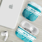 New Zealand Silver Fern Cricket Custom AirPods Case Black Cap Teal Maori Pattern - Aussie Hoodie