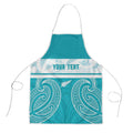 New Zealand Silver Fern Cricket Custom Apron Black Cap Teal Maori Pattern - Aussie Hoodie