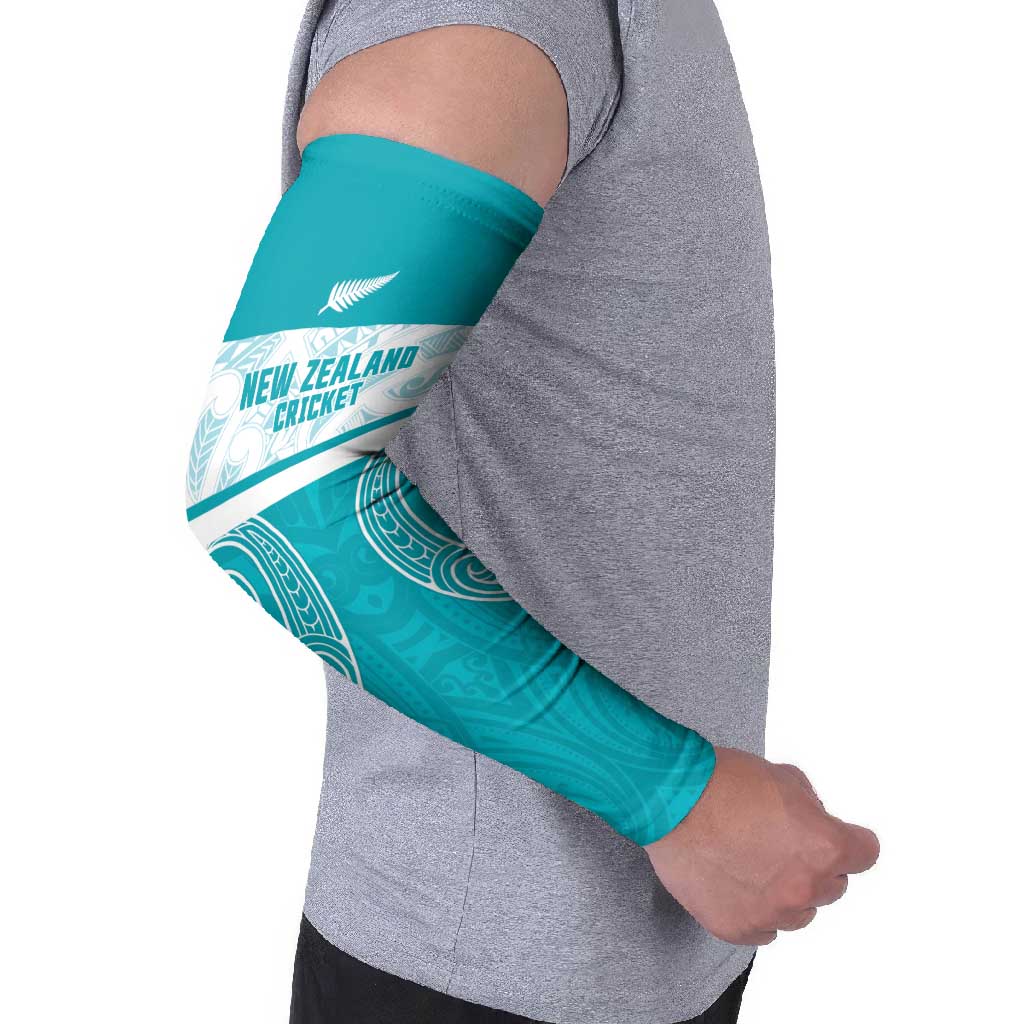New Zealand Silver Fern Cricket Custom Arm Sleeves Black Cap Teal Maori Pattern - Aussie Hoodie