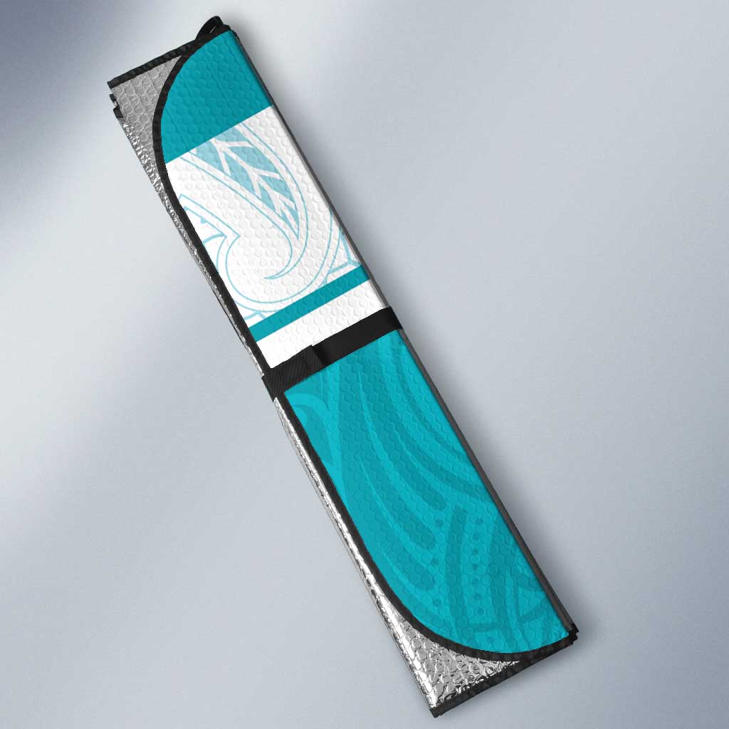New Zealand Silver Fern Cricket Custom Auto Sun Shade Black Cap Teal Maori Pattern - Aussie Hoodie