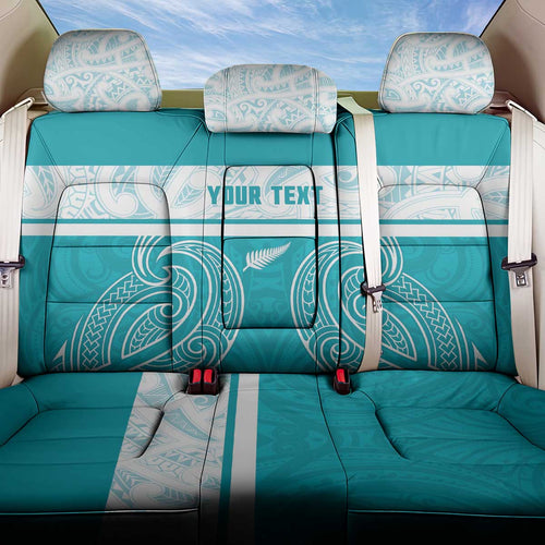 New Zealand Silver Fern Cricket Custom Back Car Seat Cover Black Cap Teal Maori Pattern - Aussie Hoodie