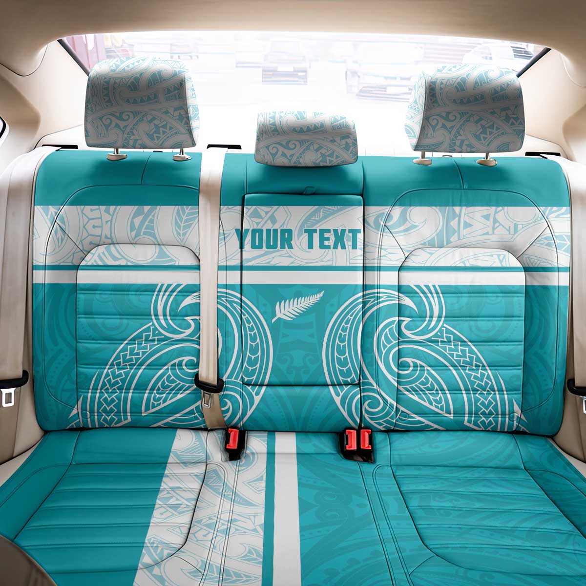 New Zealand Silver Fern Cricket Custom Back Car Seat Cover Black Cap Teal Maori Pattern - Aussie Hoodie