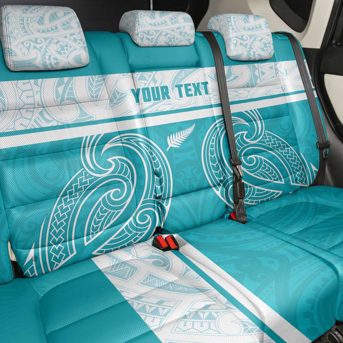 New Zealand Silver Fern Cricket Custom Back Car Seat Cover Black Cap Teal Maori Pattern - Aussie Hoodie