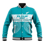 New Zealand Silver Fern Cricket Custom Baseball Jacket Black Cap Teal Maori Pattern - Aussie Hoodie