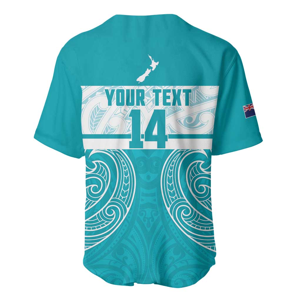 New Zealand Silver Fern Cricket Custom Baseball Jersey Black Cap Teal Maori Pattern - Aussie Hoodie