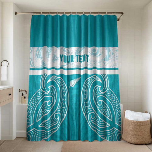 New Zealand Silver Fern Cricket Custom Bathroom Set Black Cap Teal Maori Pattern - Aussie Hoodie
