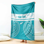 New Zealand Silver Fern Cricket Custom Blanket Black Cap Teal Maori Pattern - Aussie Hoodie