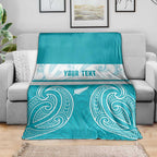 New Zealand Silver Fern Cricket Custom Blanket Black Cap Teal Maori Pattern - Aussie Hoodie