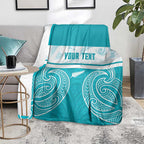 New Zealand Silver Fern Cricket Custom Blanket Black Cap Teal Maori Pattern - Aussie Hoodie