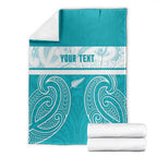 New Zealand Silver Fern Cricket Custom Blanket Black Cap Teal Maori Pattern - Aussie Hoodie