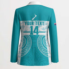 New Zealand Silver Fern Cricket Custom Blazer Black Cap Teal Maori Pattern - Aussie Hoodie