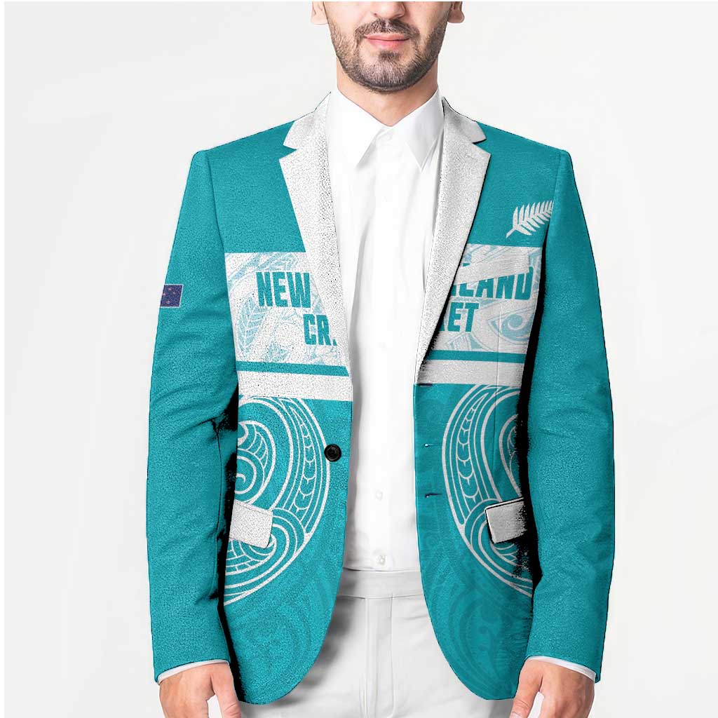 New Zealand Silver Fern Cricket Custom Blazer Black Cap Teal Maori Pattern - Aussie Hoodie