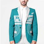 New Zealand Silver Fern Cricket Custom Blazer Black Cap Teal Maori Pattern - Aussie Hoodie