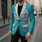 New Zealand Silver Fern Cricket Custom Blazer Black Cap Teal Maori Pattern - Aussie Hoodie