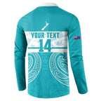 New Zealand Silver Fern Cricket Custom Button Sweatshirt Black Cap Teal Maori Pattern - Aussie Hoodie