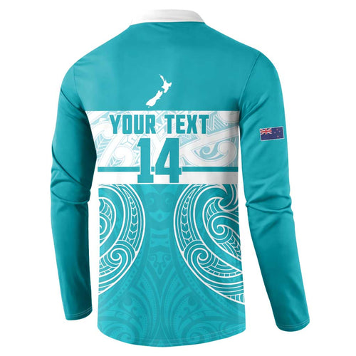 New Zealand Silver Fern Cricket Custom Button Sweatshirt Black Cap Teal Maori Pattern - Aussie Hoodie