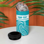 New Zealand Silver Fern Cricket Custom 4 in 1 Can Cooler Tumbler Black Cap Teal Maori Pattern - Aussie Hoodie