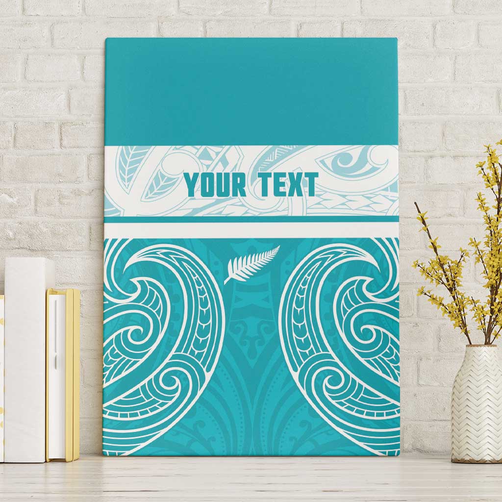 New Zealand Silver Fern Cricket Custom Canvas Wall Art Black Cap Teal Maori Pattern - Aussie Hoodie